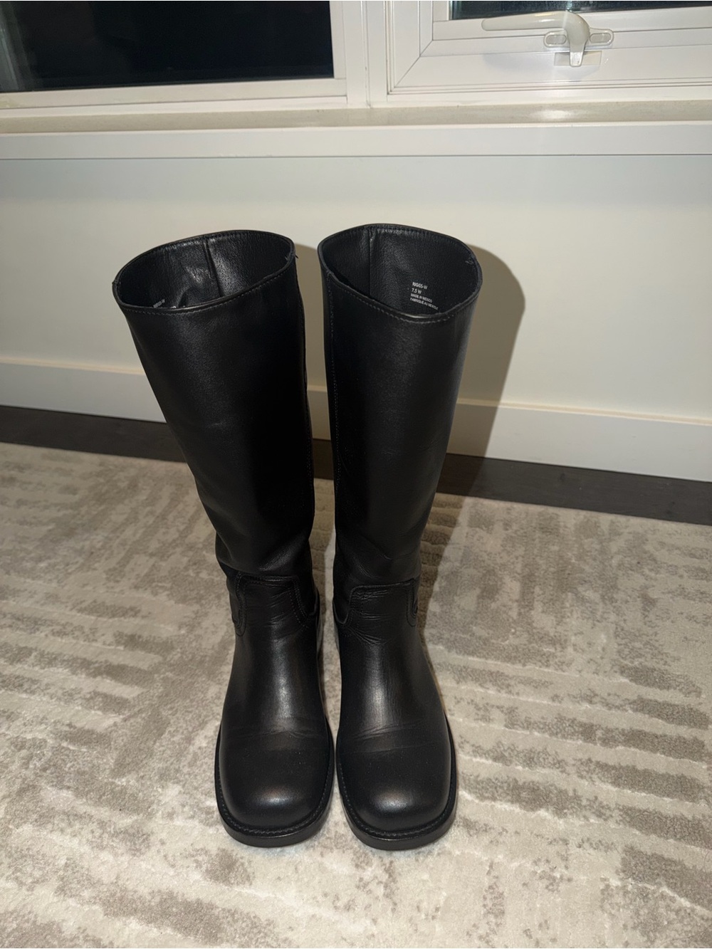 Steve Madden Tall Black Leather Combat Boots wide calf